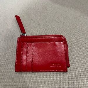 J. Crew Red Leather Card Holder Coin Case Wallet